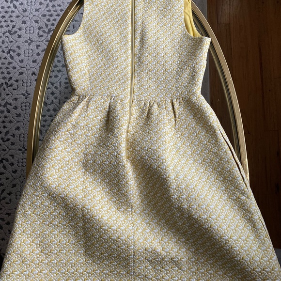 Spring Peplum Textured Yellow Dress with Zipper on Back - Picture 3 of 4